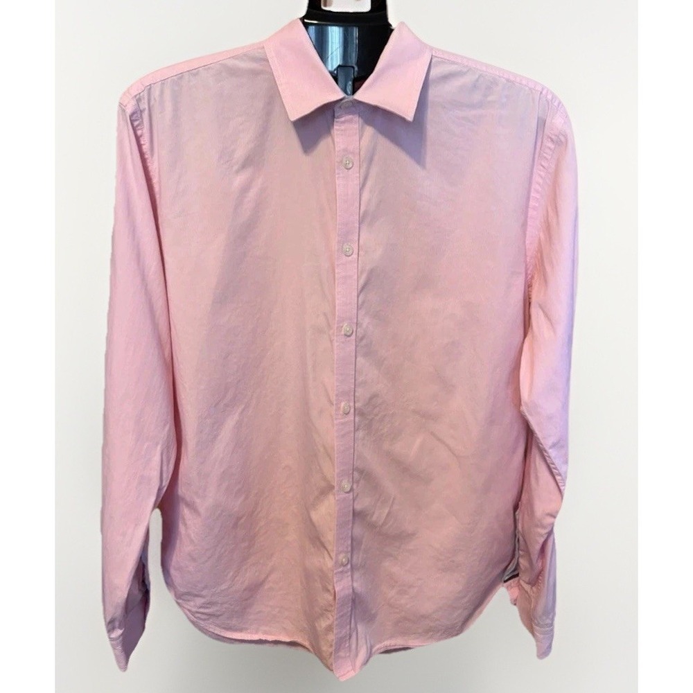 Jeremy Argyle NYC Mens L Button Up Pink Cotton Shirt Casual Office Preppy Work